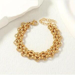 RETAIL 💰350 14K GOLD PLATED Chunky Chain Link Bracelet